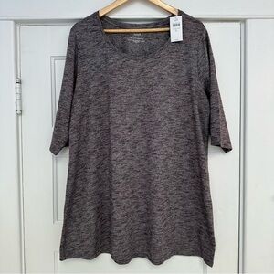 NWT J Jill Pure Jill ballet sleeve tunic in rum raisin / cream mottle space dye